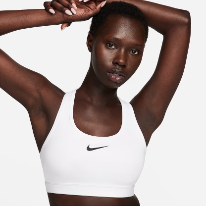 Nike Swoosh Women's Medium-Support Padded Sports Bra – White/Stone Mauve/Black