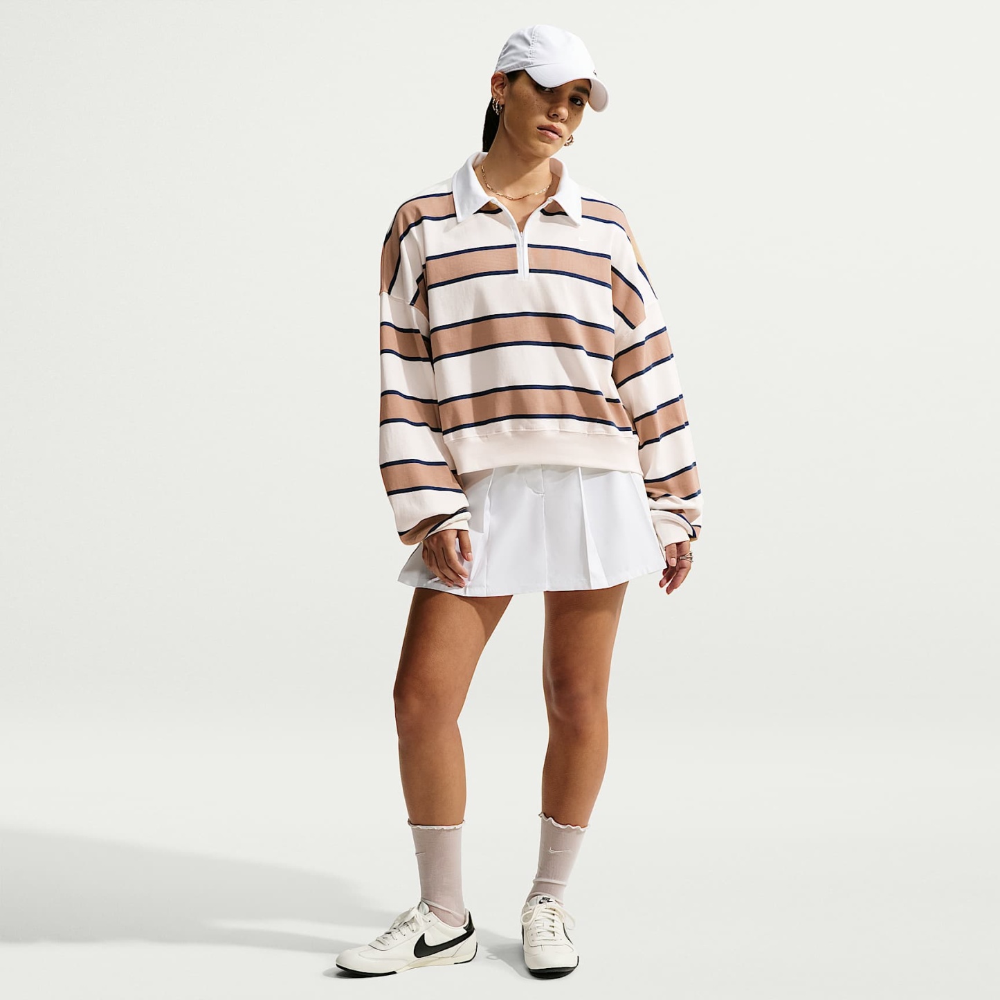 Nike Sportswear  Women's 1/4-Zip Sweatshirt – Pale Ivory/Hemp/Thunder Blue