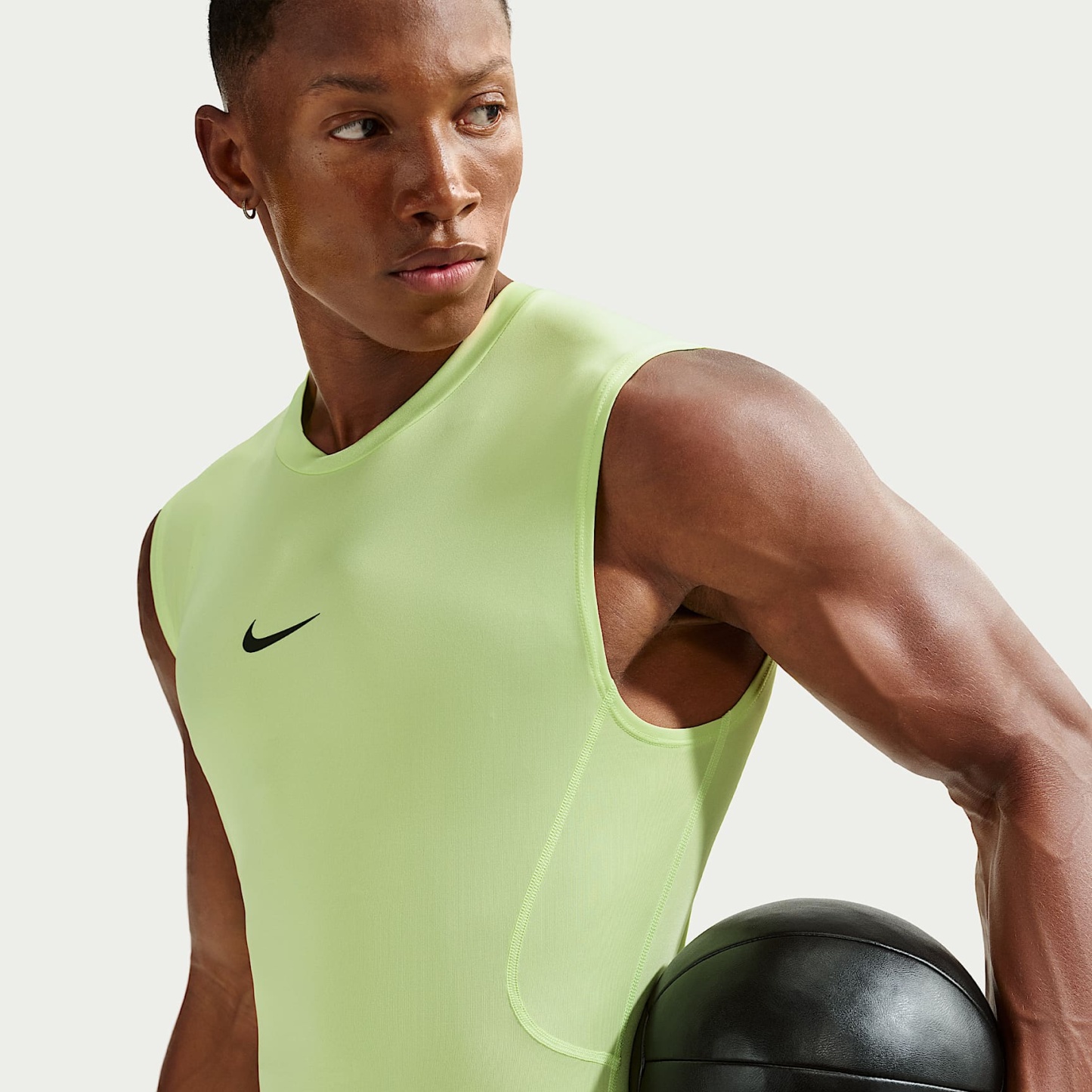 Nike Pro Men's Dri-FIT Tight Sleeveless Fitness Top – Light Liquid Lime/Black