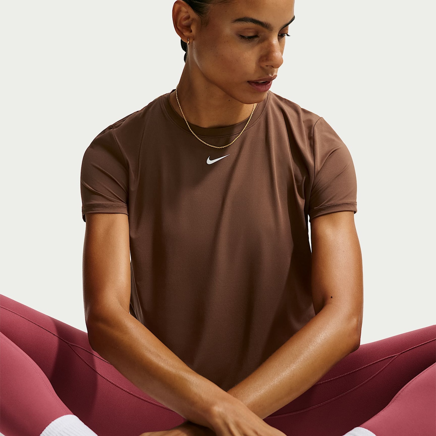 Nike One Classic Women's Dri-FIT Short-Sleeve Top – Cacao Wow/White
