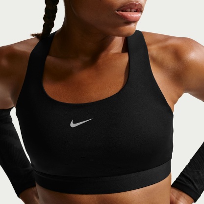 Nike Swift Women's High-Support Lightly Lined Sports Bra – Black/Silver