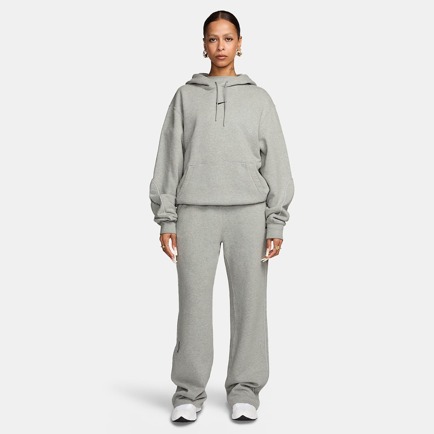 NOCTA NOCTA Fleece CS Open-Hem Tracksuit Bottoms – Dark Grey Heather/Matte Silver/Black