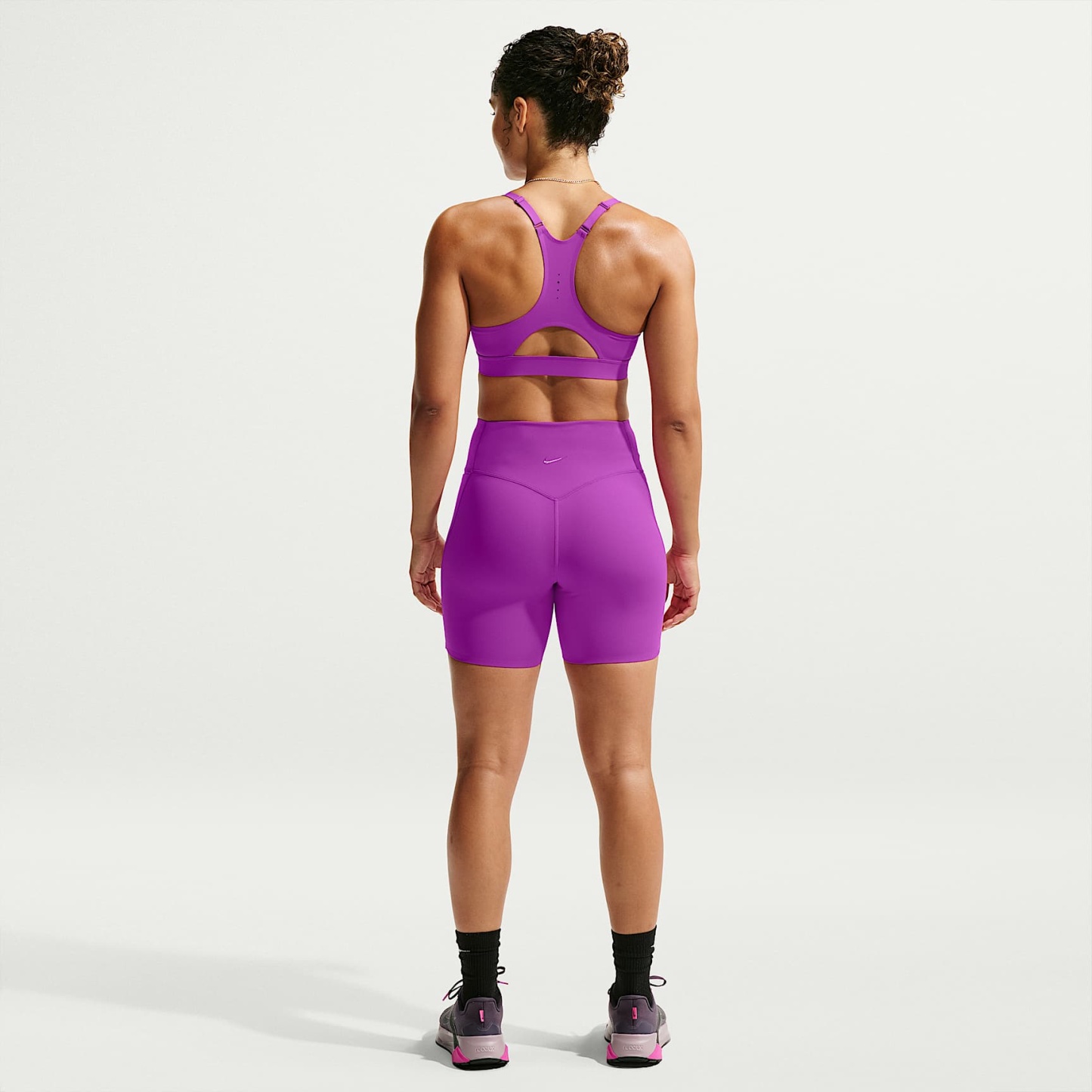 Nike Universa Women's High-Waisted 12.5cm (approx.) Biker Shorts with No Front Seam – Vivid Purple/Vivid Purple/Bold Berry