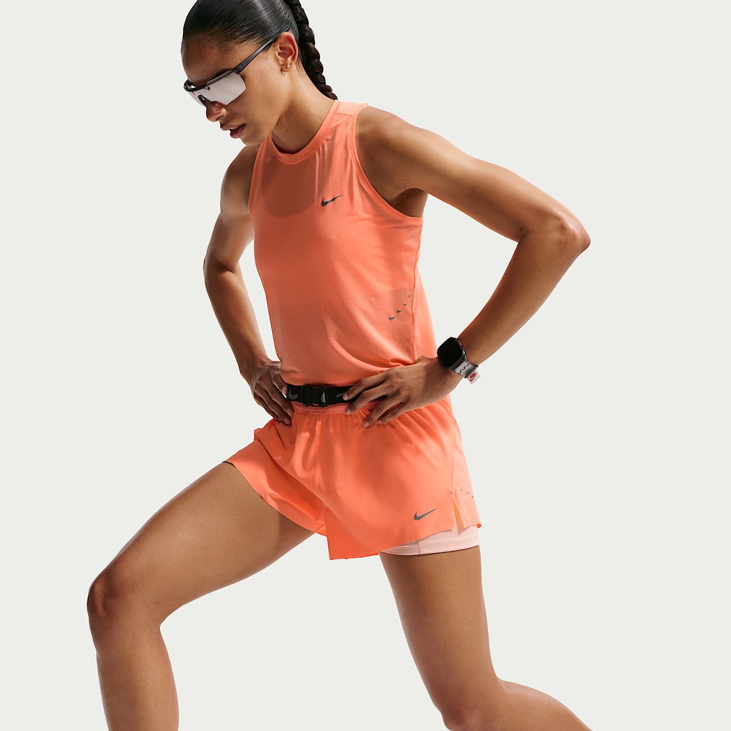 Nike Swift Women's Dri-FIT Mid-Rise 2-in-1 Running Shorts – Orange Pulse/Arctic Orange