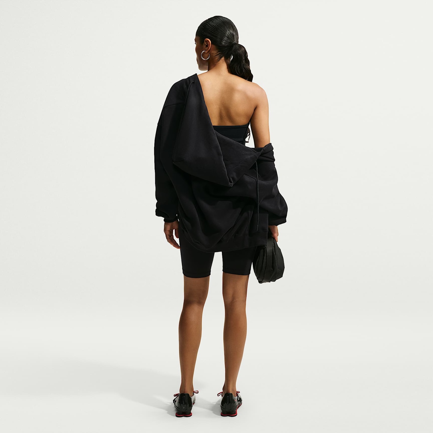 Nike Studio Fleece Medium Weight Women's Oversized Full-Zip Hoodie – Total Black/Sail