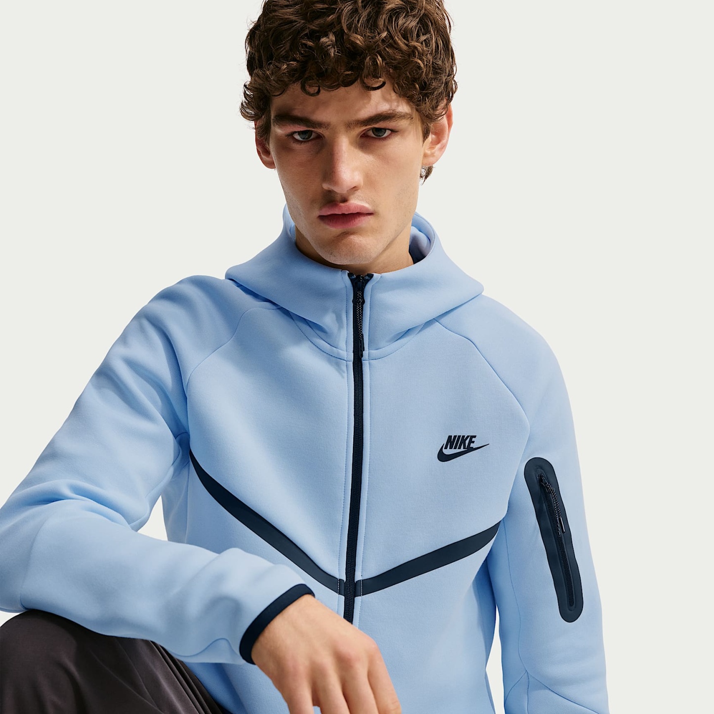 Nike Tech Men's Fleece Windrunner Full-Zip Jacket – Ice Blue/Black