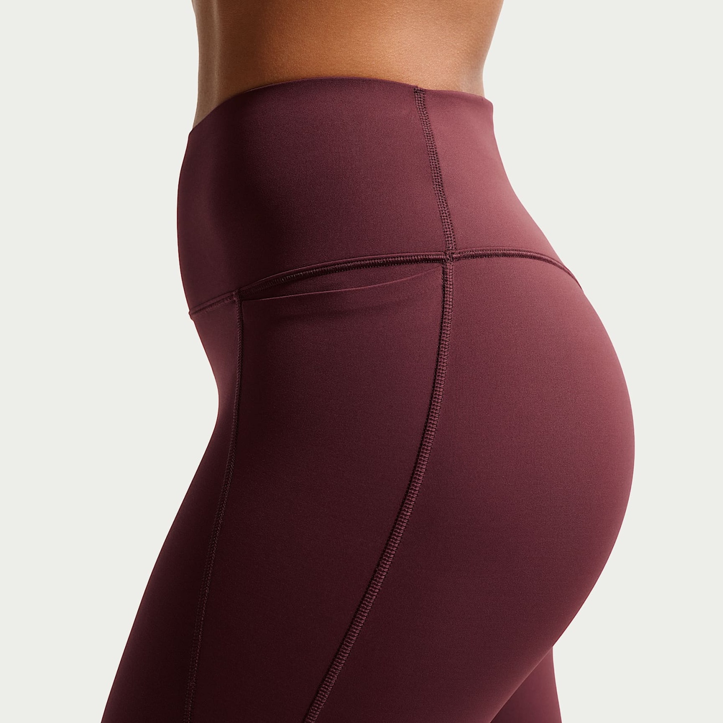 Nike Universa Women's High-Waisted 7/8 Leggings with No Front Seam – Mystic Dates/Mystic Dates/Burgundy Crush