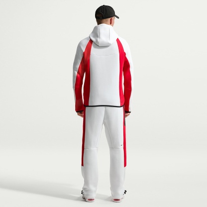 Nike Tech Men's Colour-Block Open-Hem Fleece Trousers – Summit White/University Red/Black
