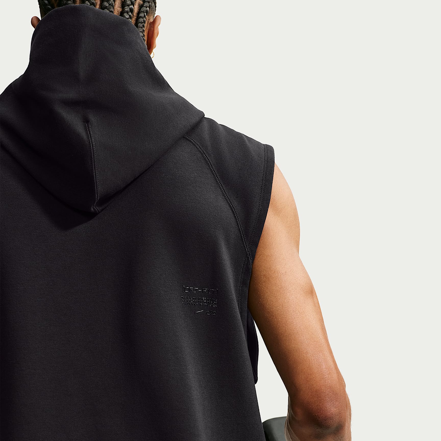 Nike N.A.C. Men's Dri-FIT Fleece Sleeveless Training Hoodie – Black/Black