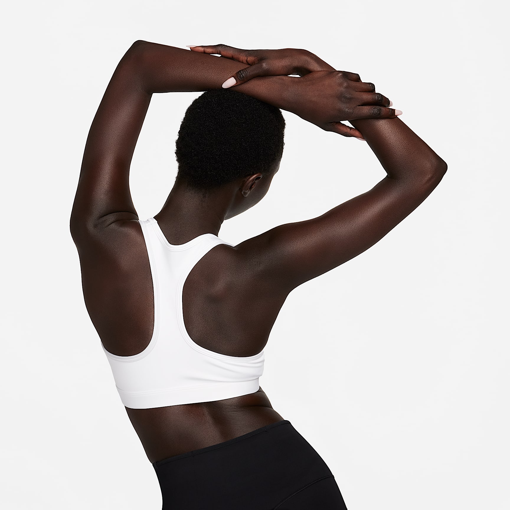 Nike Swoosh Women's Medium-Support Padded Sports Bra – White/Stone Mauve/Black