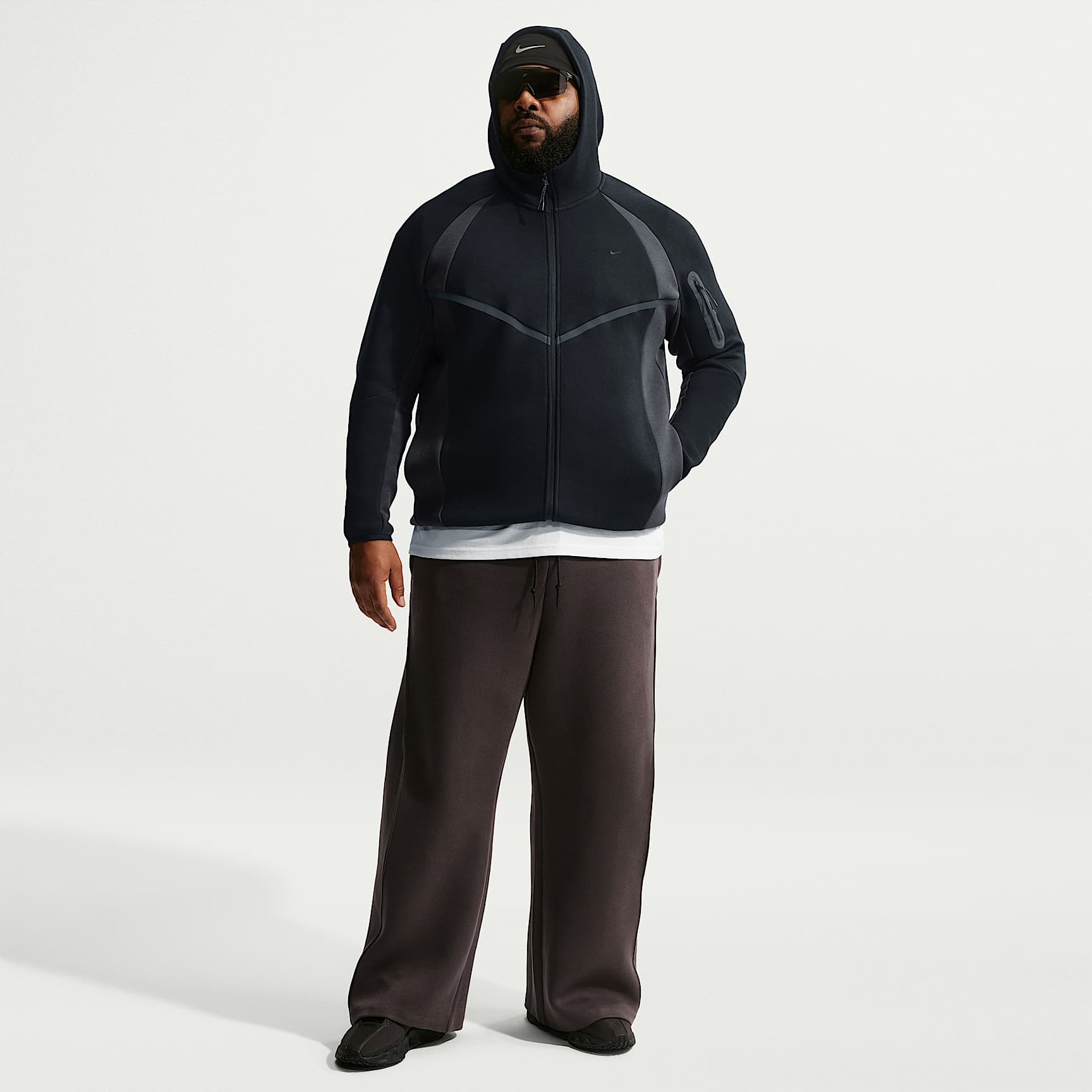 Nike Tech Men's Colour-Block Full-Zip Fleece Windrunner Jacket – Black/Anthracite/Black