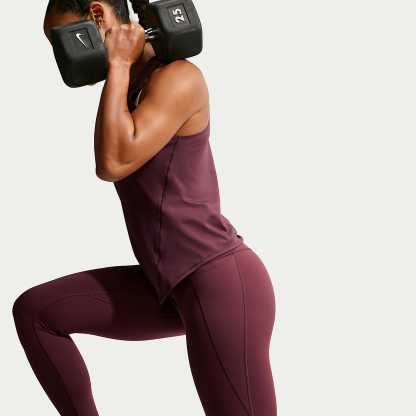 Nike Universa Women's High-Waisted 7/8 Leggings with No Front Seam – Mystic Dates/Mystic Dates/Burgundy Crush