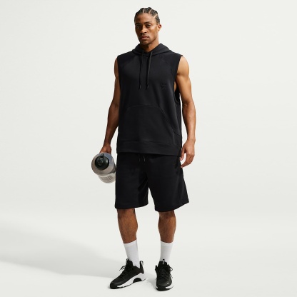 Nike N.A.C. Men's Dri-FIT Fleece Sleeveless Training Hoodie – Black/Black