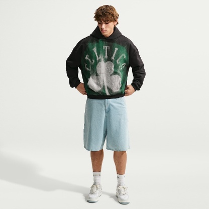 Boston Celtics Standard Issue Men's Fleece Basketball Hoodie – Black/White