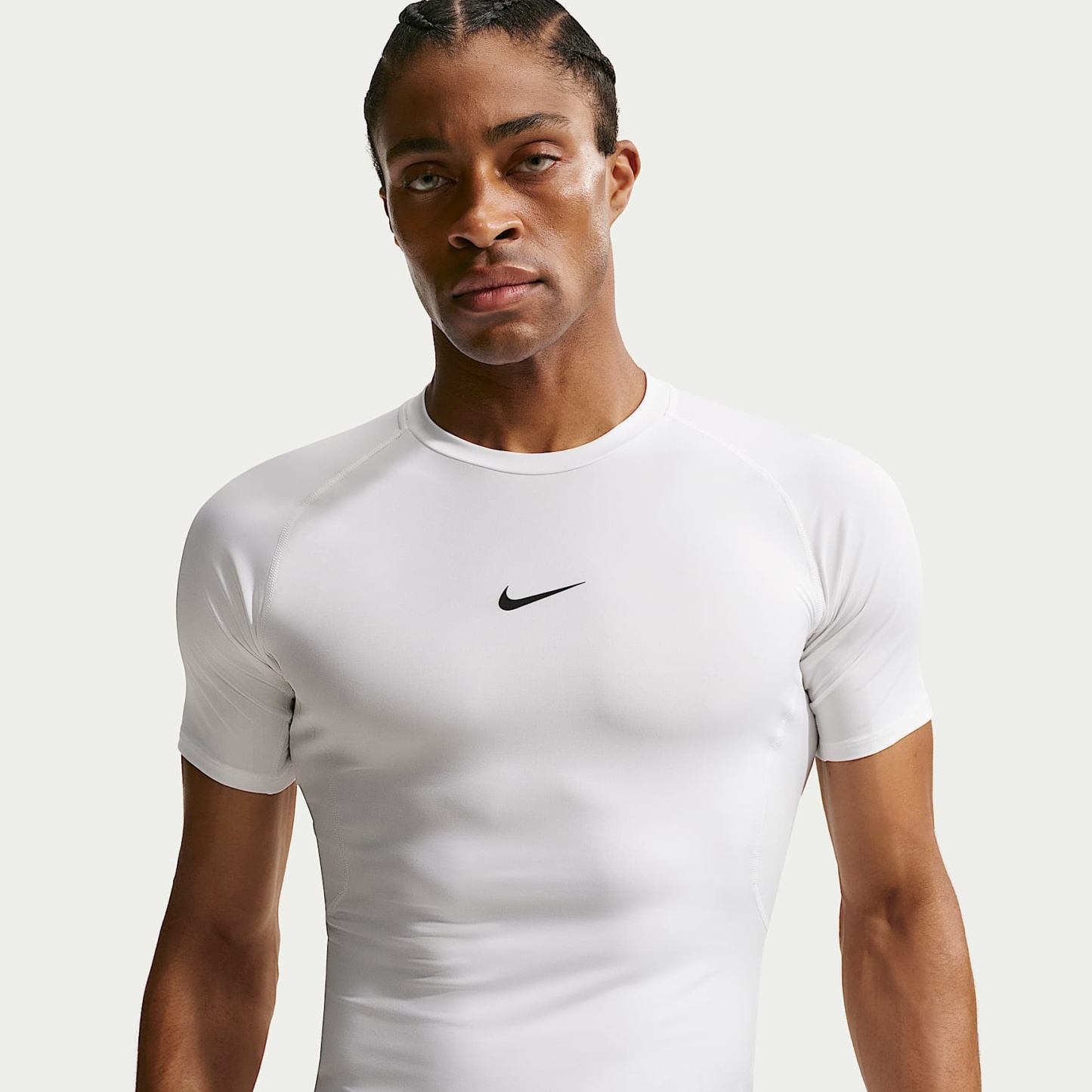 Nike Pro Men's Dri-FIT Tight Short-Sleeve Fitness Top – White/Black