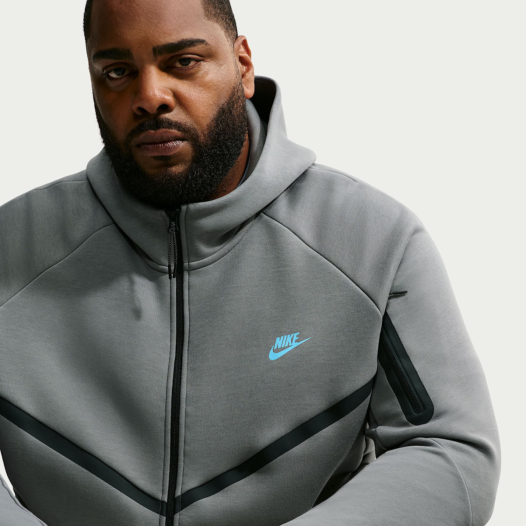 Nike Tech Men's Fleece Windrunner Full-Zip Jacket – Smoke Grey/Football Blue