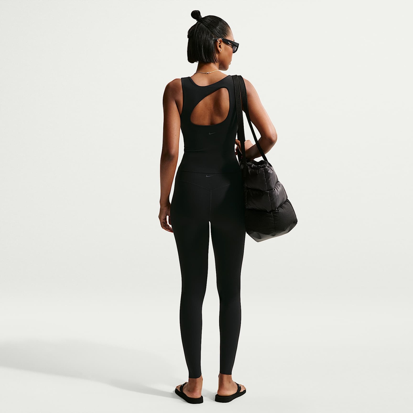 Nike Zenvy Women's High-Waisted Full-Length Leggings with No Front Seam – Black/Cool Grey