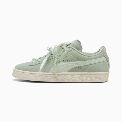 Suede Bloom Sneakers Women – Soft Grass-Sage Glow