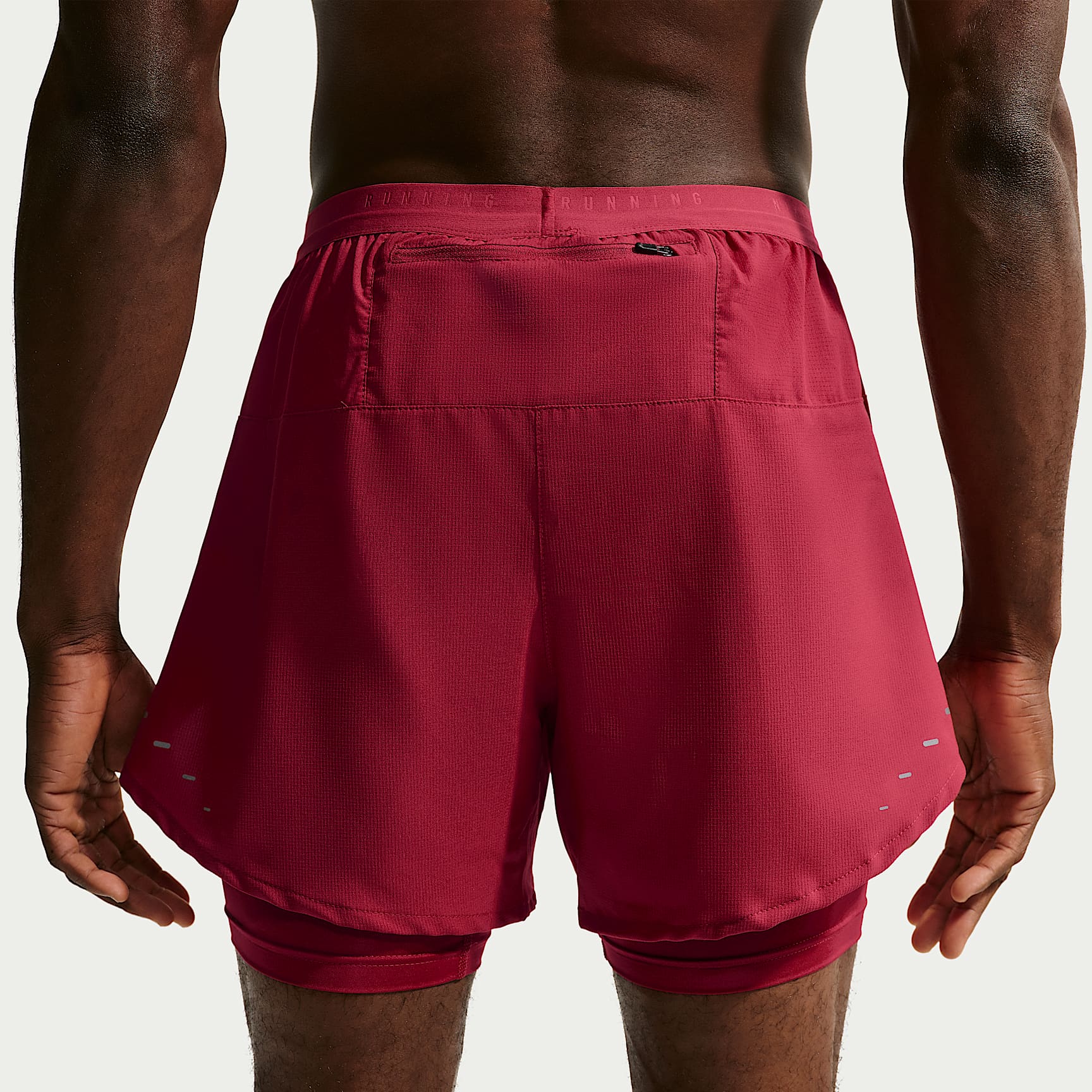 Nike Stride Men's Dri-FIT 13cm (approx.) Hybrid Running Shorts – Tough Red/Reflective Silver