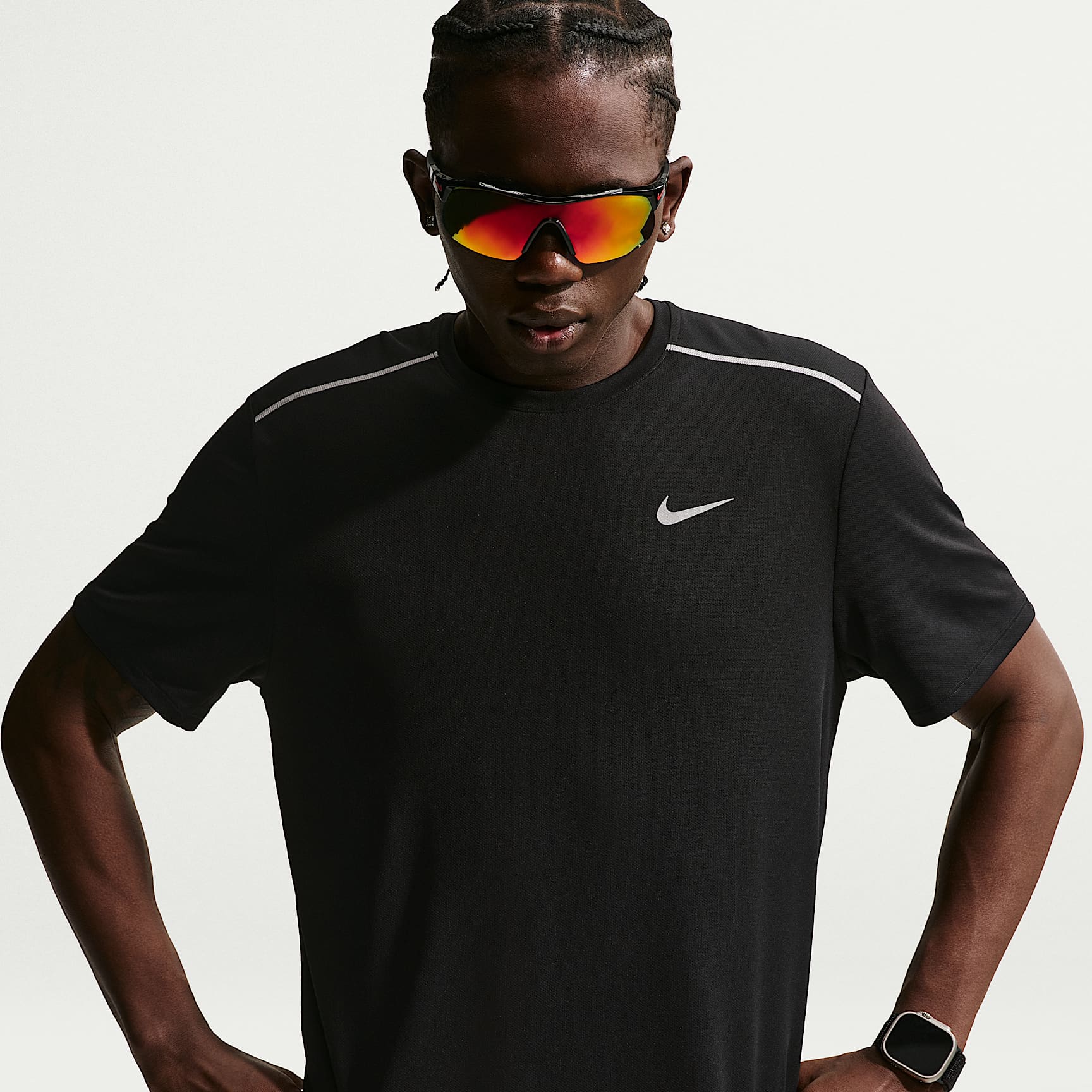 Nike Miler Men's Dri-FIT Short-Sleeve Running Top – Black/Black