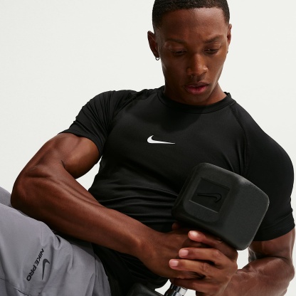 Nike Pro Men's Dri-FIT Tight Short-Sleeve Fitness Top – Black/White