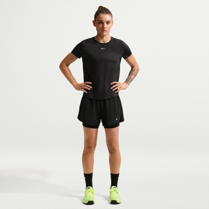 Nike One Women's Dri-FIT High-Waisted 8cm (approx.) 2-in-1 Shorts – Black/White