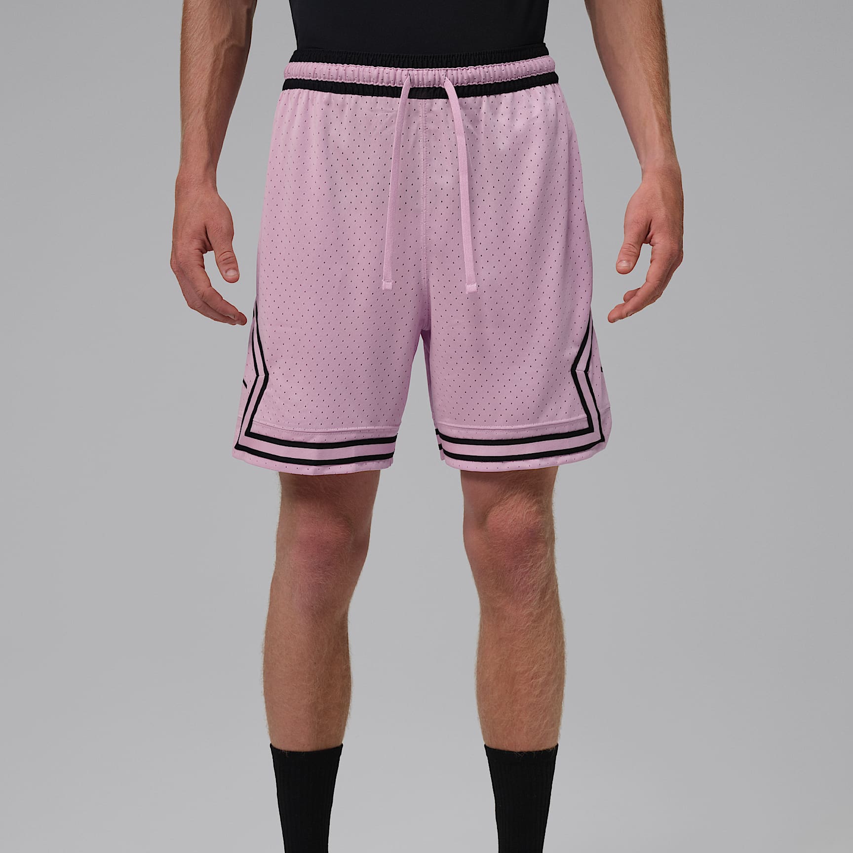 Jordan Sport Men's Dri-FIT 18cm (approx.) Mesh Diamond Shorts – Iced Carmine/Black/Black