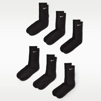 Nike Everyday Cushioned Training Crew Socks (6 Pairs) – Black/White