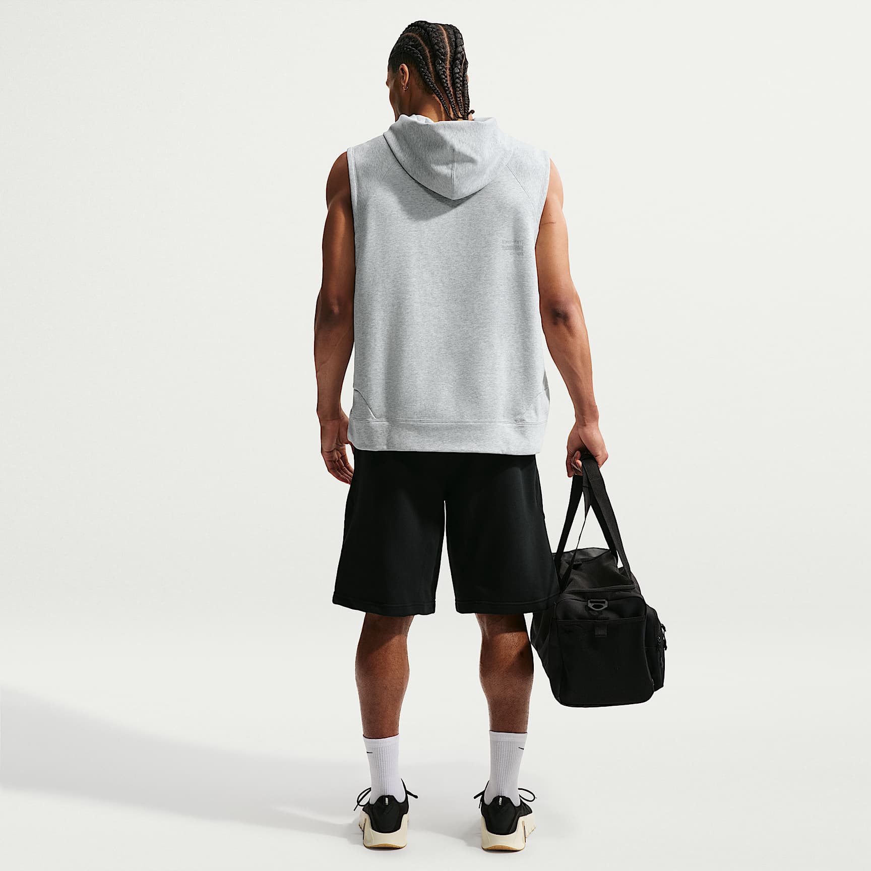 Nike N.A.C. Men's Dri-FIT Fleece Sleeveless Training Hoodie – Light Smoke Grey/Heather/Light Smoke Grey
