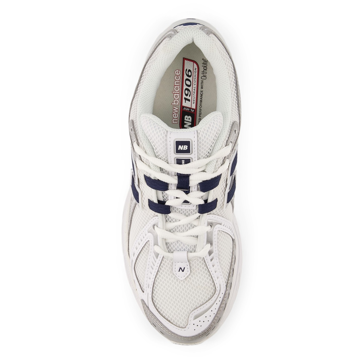 1906R – White with NB Navy and Silver Metallic