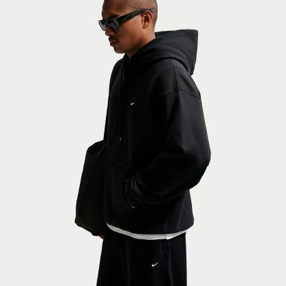 Nike Solo Swoosh Men's Pullover Hoodie – Black/Black/White