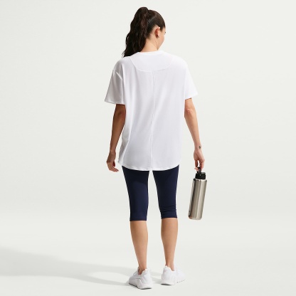 Nike One Relaxed Women's Dri-FIT Short-Sleeve Top – White/Black