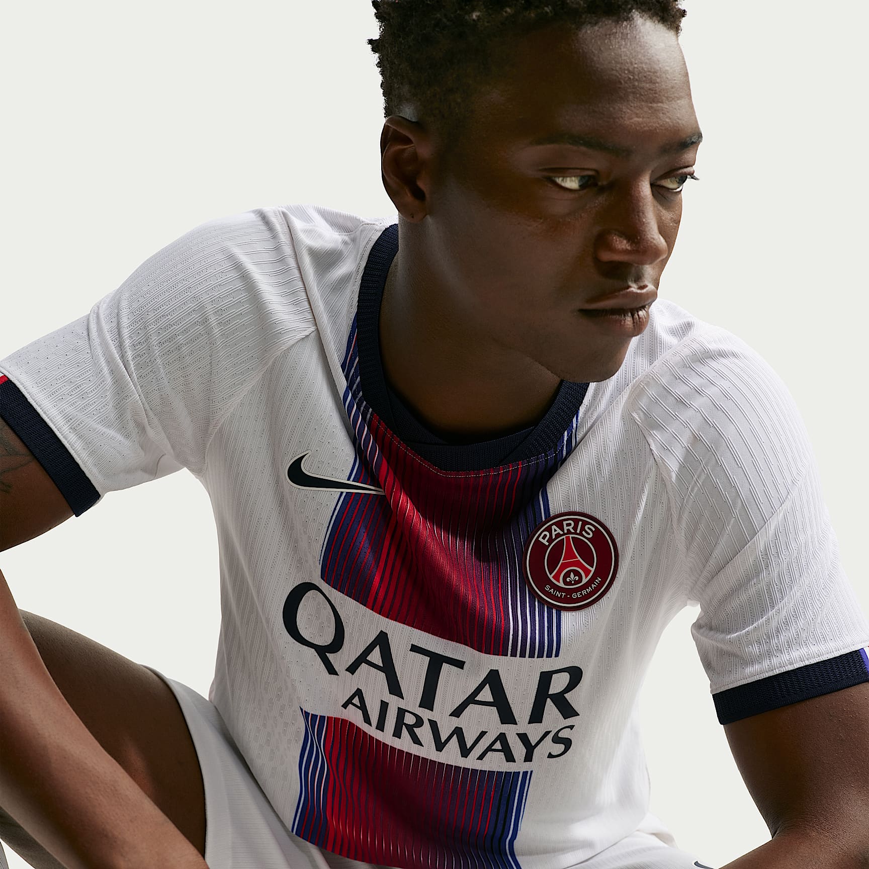 Paris Saint-Germain 2026/27 Match Away Men's Nike Aero-FIT Football Authentic Shirt – White/College Navy/Global Red/College Navy