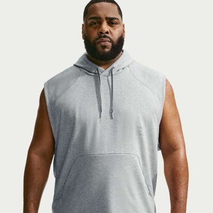 Nike N.A.C. Men's Dri-FIT Fleece Sleeveless Training Hoodie – Light Smoke Grey/Heather/Light Smoke Grey