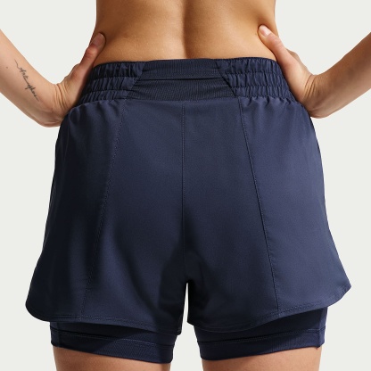 Nike One Women's Dri-FIT High-Waisted 8cm (approx.) 2-in-1 Shorts – Midnight Navy/White