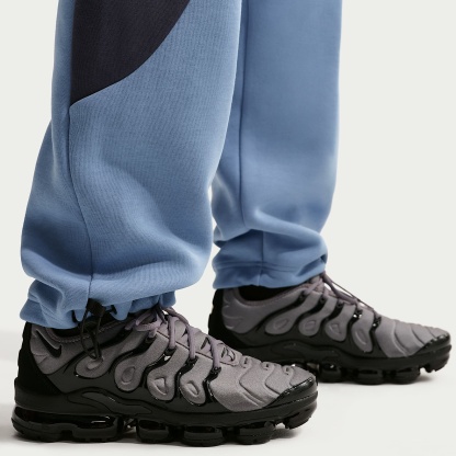Nike Tech Men's Colour-Block Open-Hem Fleece Trousers – Work Blue/Thunder Blue/Black