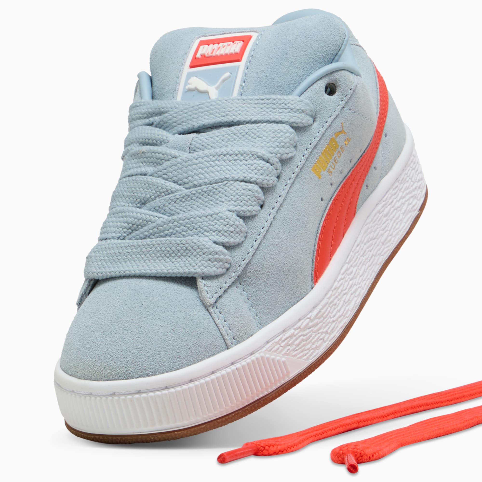 Suede XL Youth Sneakers – Sea Illusion-Red Flash