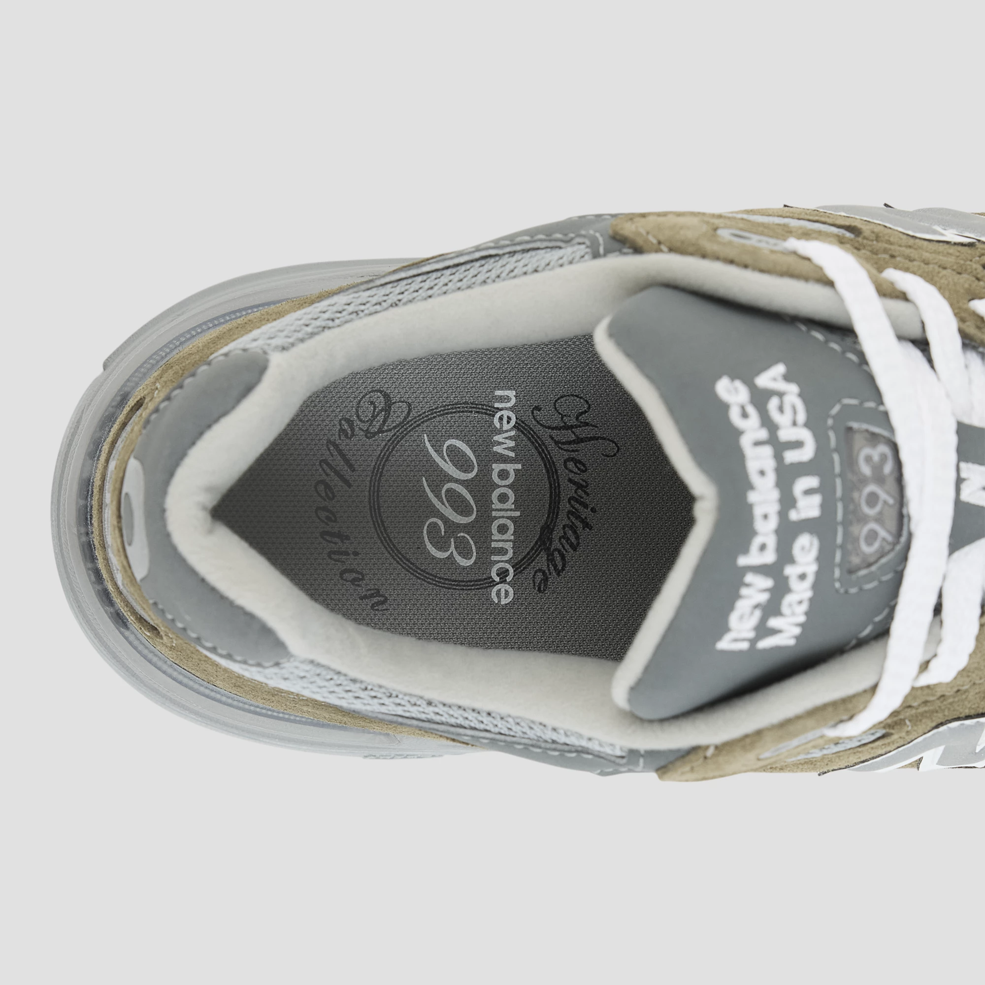 Made in USA 993 – Covert Green with Medium Gray and White