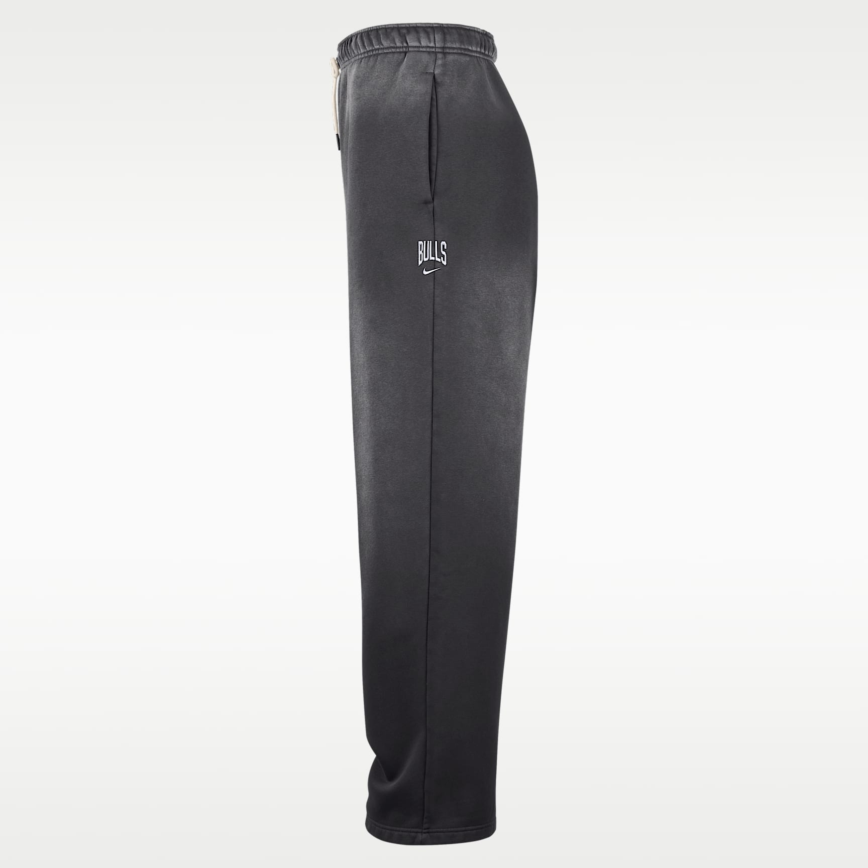 Chicago Bulls Standard Issue Nike Men's Fleece Open-Hem Basketball Trousers – Dark Charcoal/White