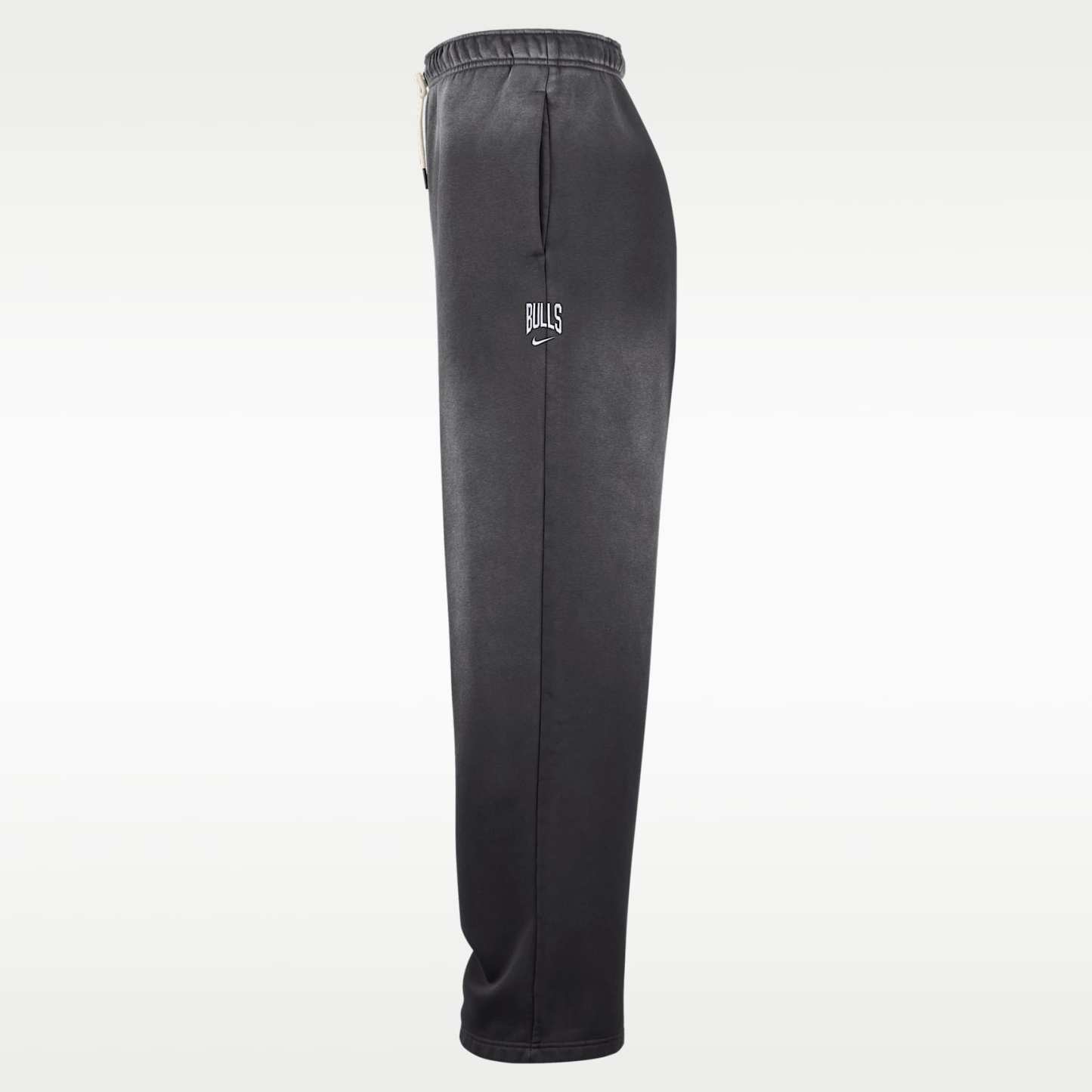 Chicago Bulls Standard Issue Nike Men's Fleece Open-Hem Basketball Trousers – Dark Charcoal/White