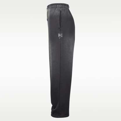 Chicago Bulls Standard Issue Nike Men's Fleece Open-Hem Basketball Trousers – Dark Charcoal/White