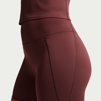 Nike Universa Women's High-Waisted 12.5cm (approx.) Biker Shorts with No Front Seam – Mystic Dates/Mystic Dates/Burgundy Crush