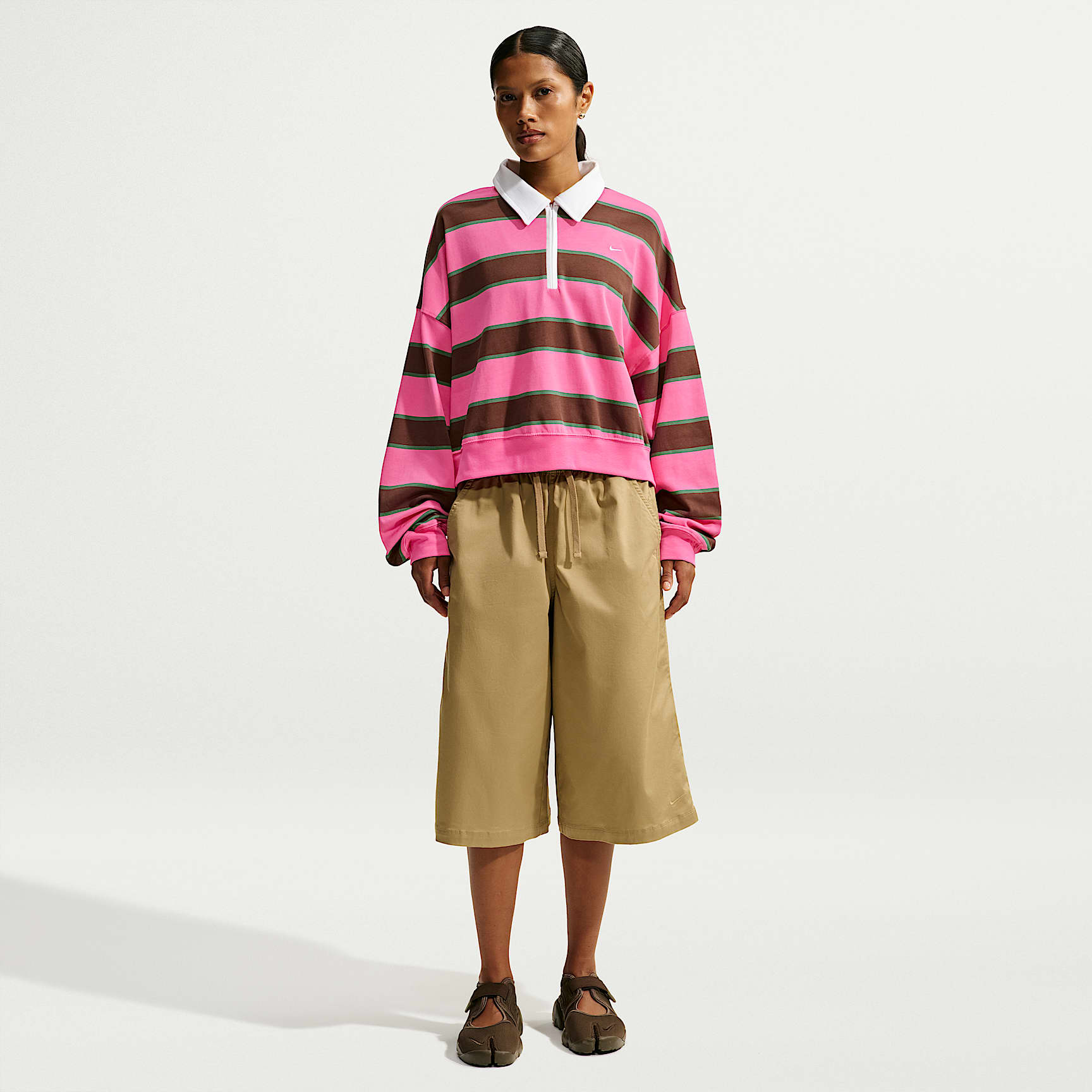 Nike Sportswear  Women's 1/4-Zip Sweatshirt – Pinksicle/Pine Green/Cacao Wow