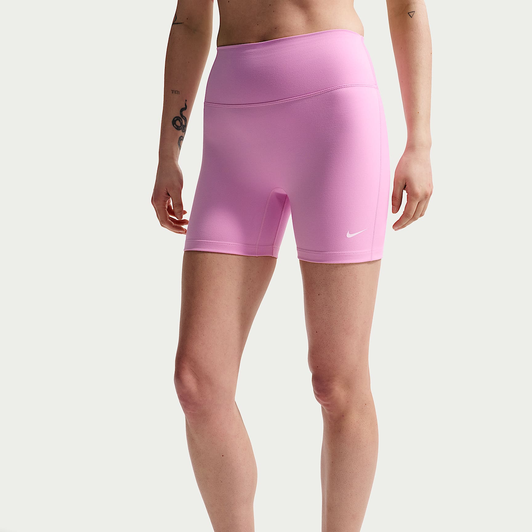 Nike One Women's High-Waisted 12.5cm (approx.) Biker Shorts – Pink Rise/White