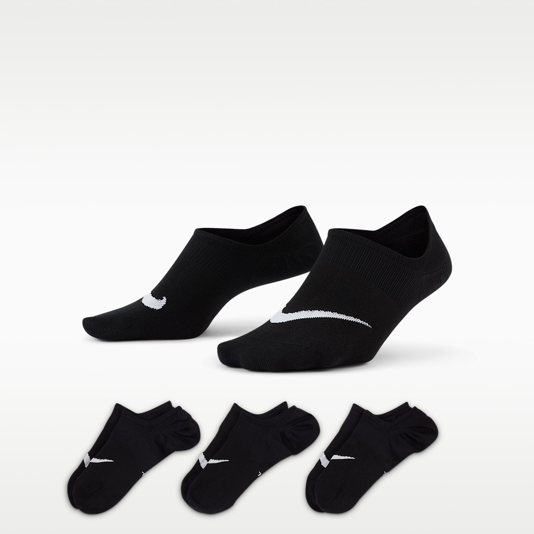 Nike Everyday Plus Lightweight Women's Training Footie Socks (3 Pairs) – Black/White