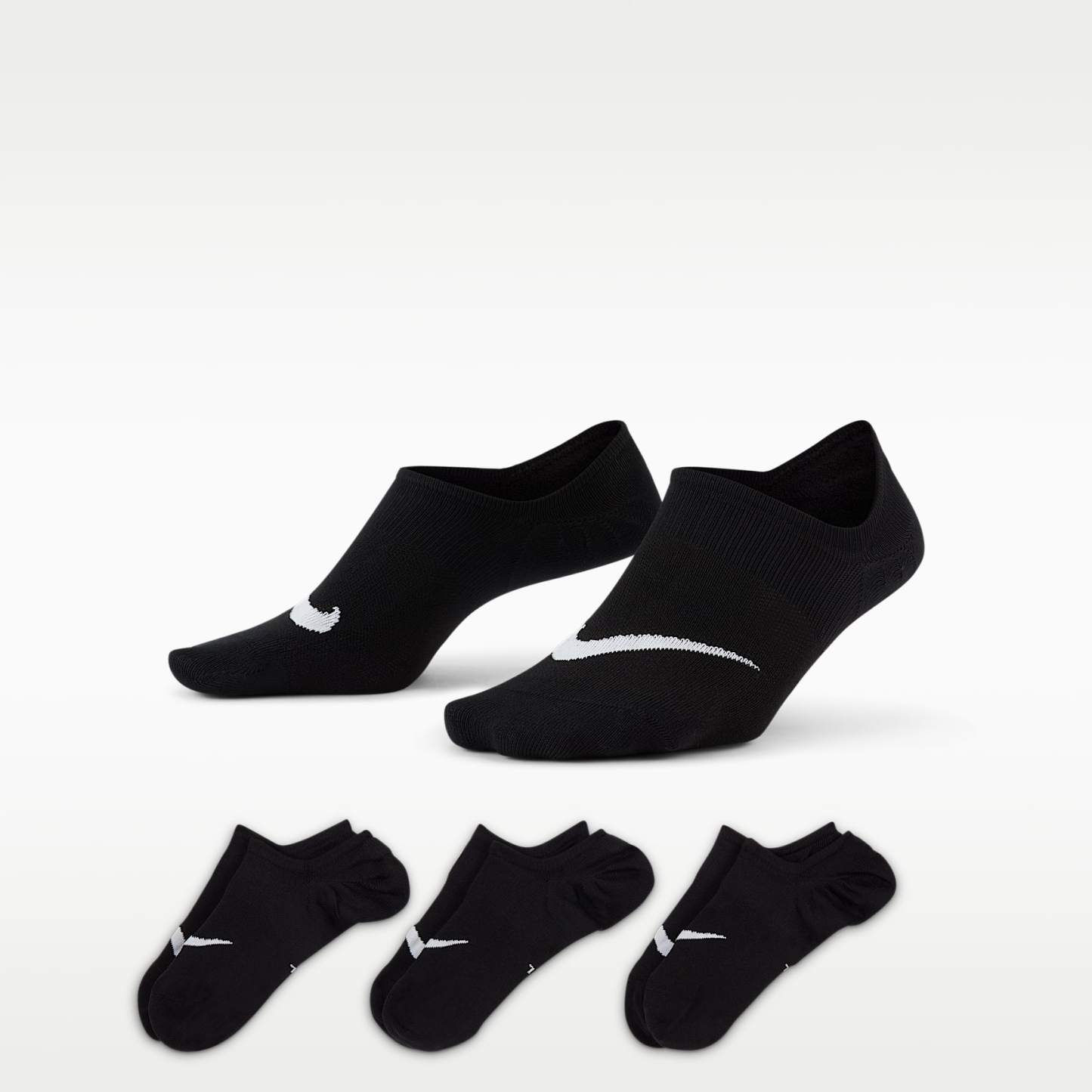 Nike Everyday Plus Lightweight Women's Training Footie Socks (3 Pairs) – Black/White