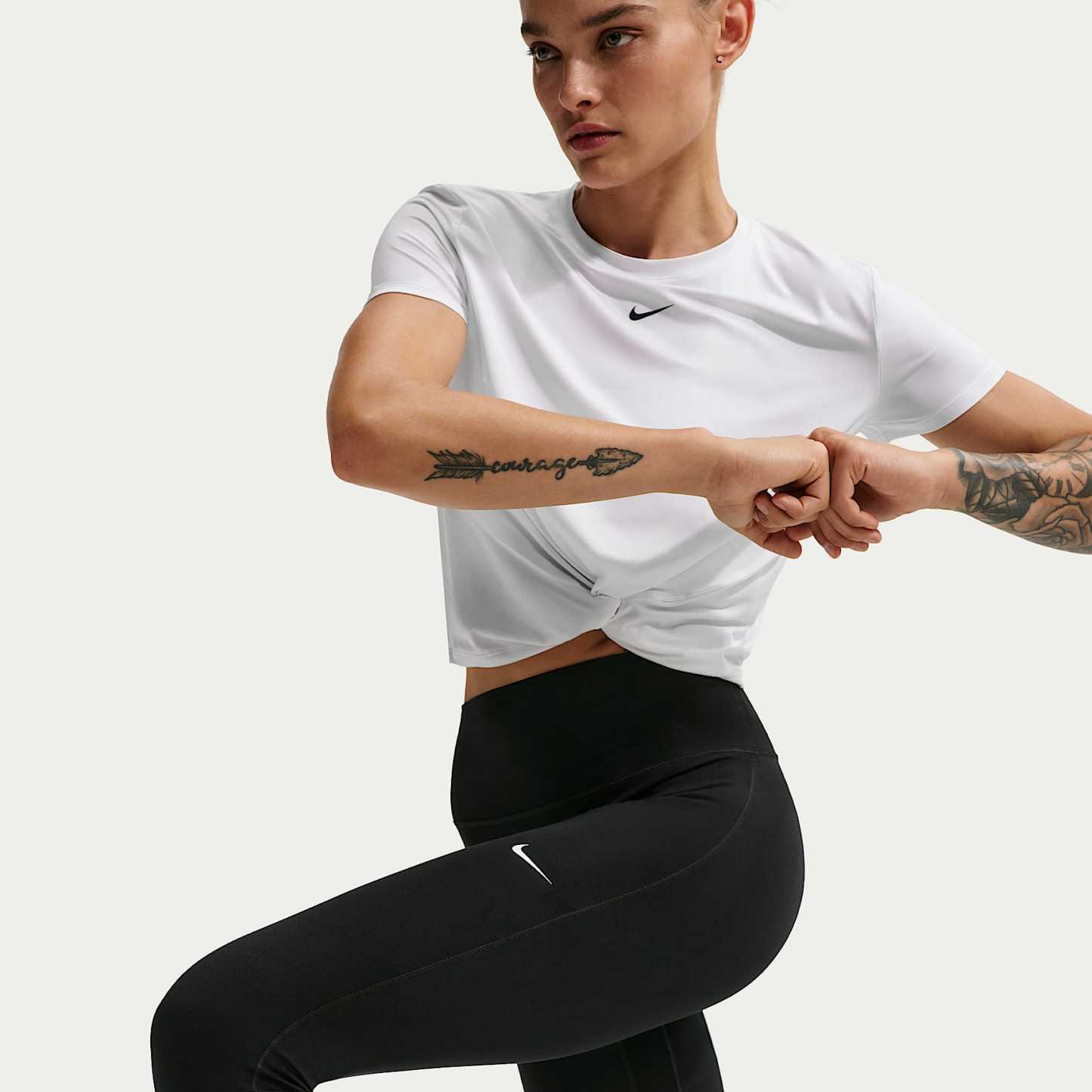 Nike One Seamless Front Women's High-Waisted Full-Length Leggings – Black/White