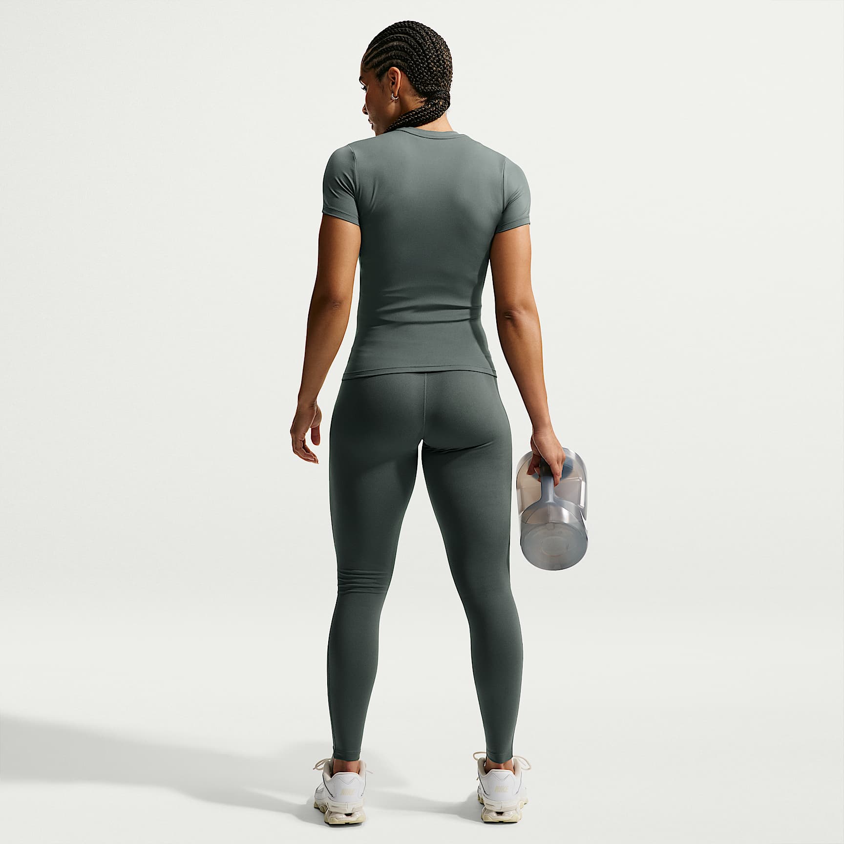Nike One Seamless Front Women's High-Waisted Full-Length Leggings – Camo Green/White