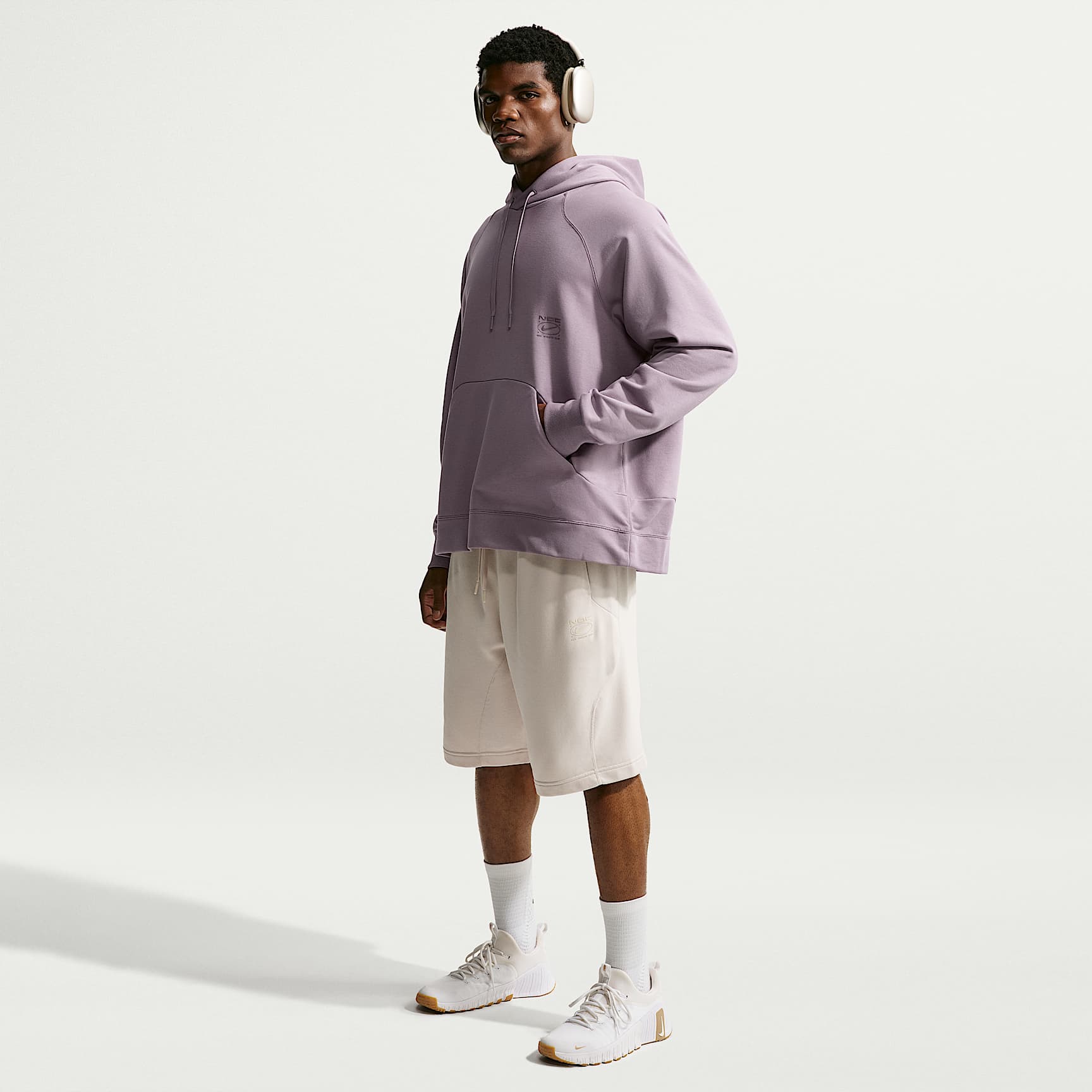 Nike N.A.C. Men's Dri-FIT Oversized Fleece Training Hoodie – Purple Smoke/Purple Smoke