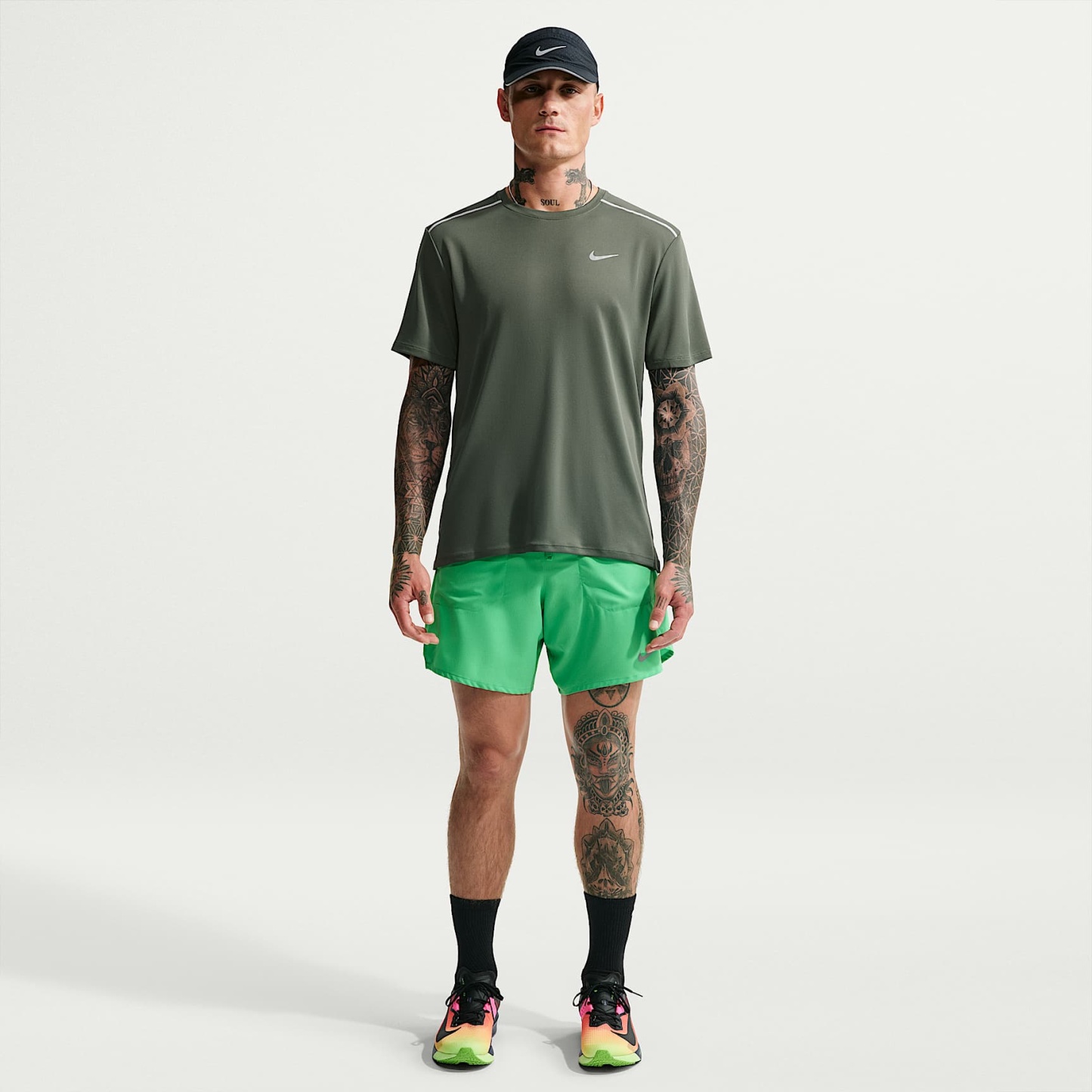 Nike Miler Men's Dri-FIT Short-Sleeve Running Top – Camo Green/Mineral Slate